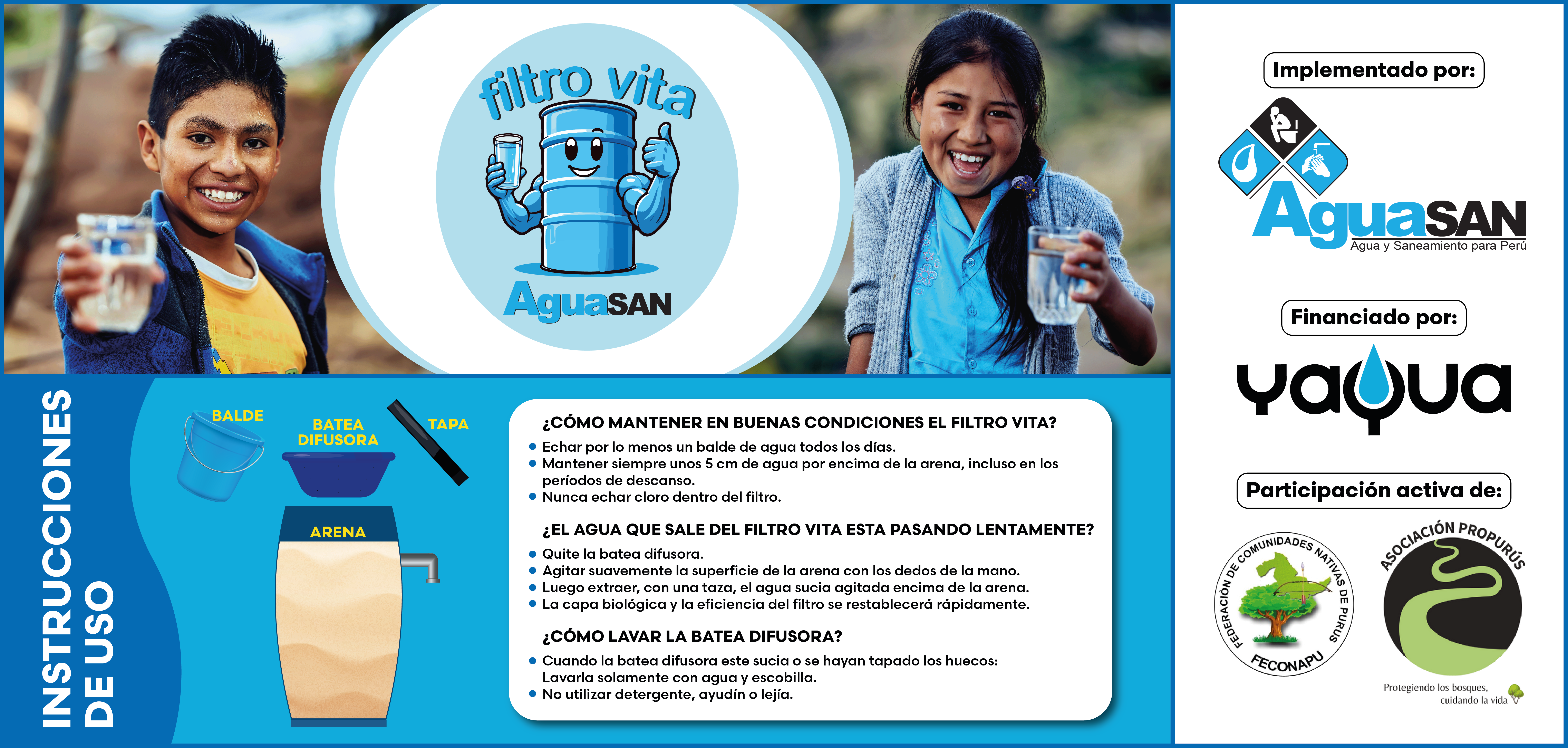 Etiqueta Filtro Vita con instrucciones